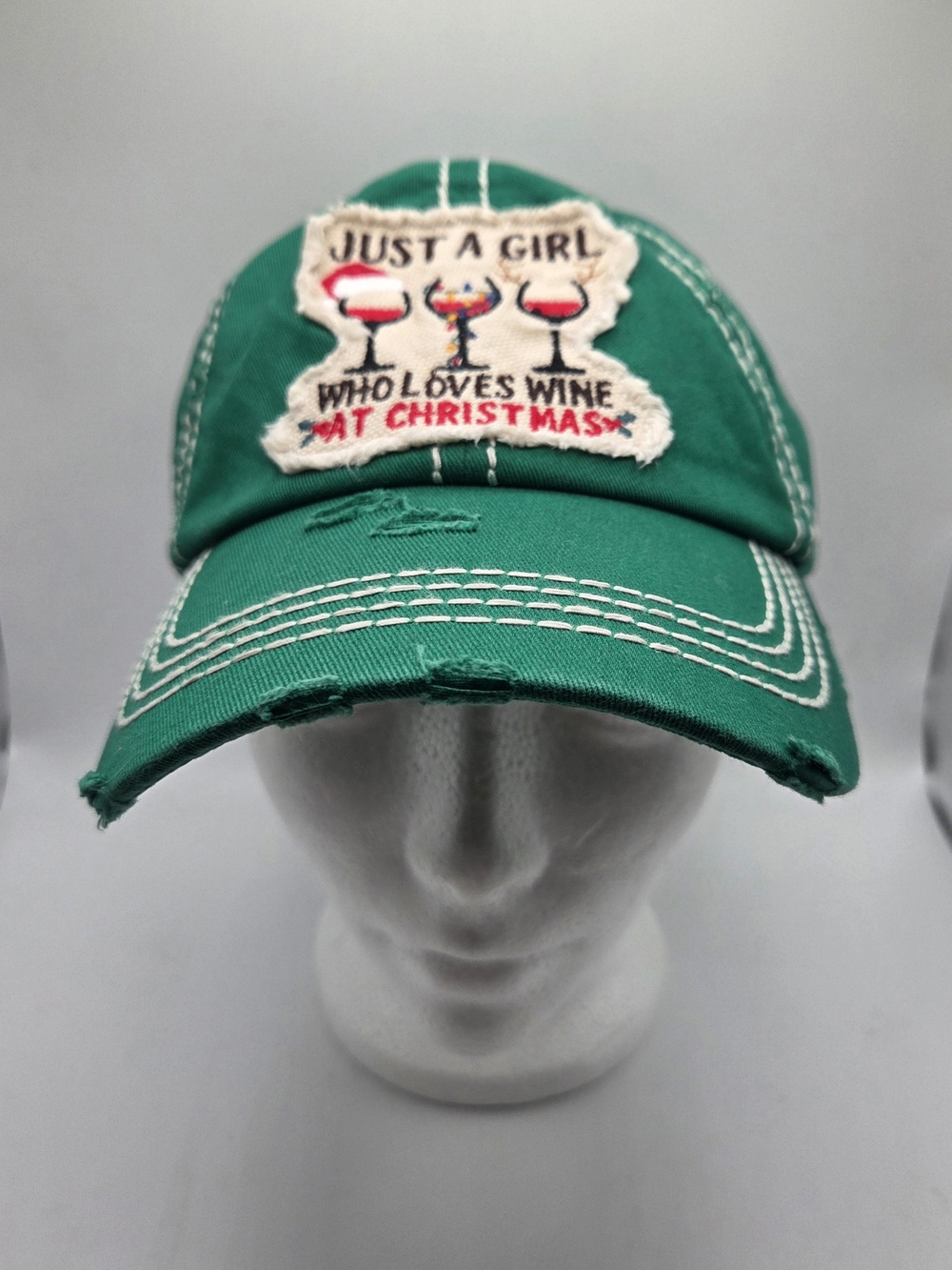 KBETHOS Green Baseball Hat/ Just A Girl Who Loves Wine At Christmas Distressed